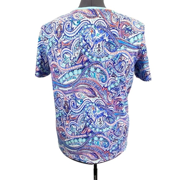 KIM ROGERS women's plus size XXL multi color paisley classic tee 100% cotton - Picture 4 of 9